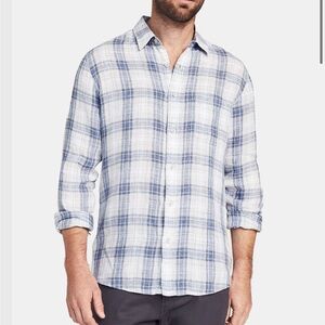 Faherty Laguna linen men’s plaid button down shirt